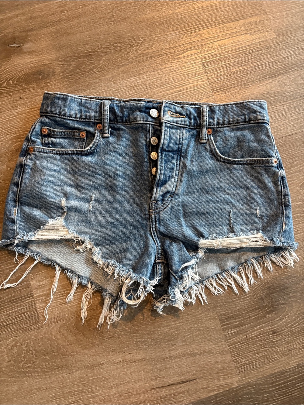 Lucky Brand Blue Distressed Frayed Denim Shorts